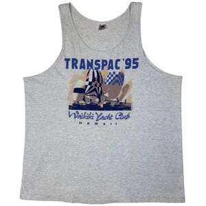 Vintage 90s Transpac 95 Tank Top Single Stitch Waikiki Yacht Club Hawaii XL‎ USA